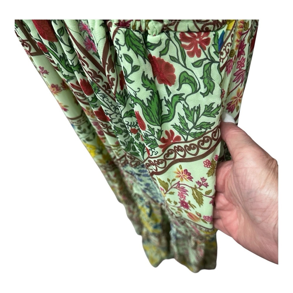 Anthropologie The Somerset Halter Maxi Dress Size XL Green Floral Smocked Tiered - Picture 8 of 14